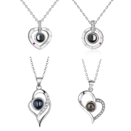 Heart Projection Photo Necklace Pet Photo Pendant Chain