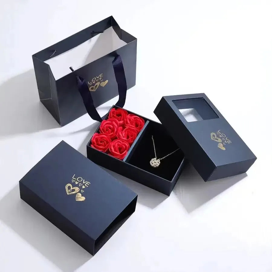 Four-leaf Clover Necklace With Rose Gift Box