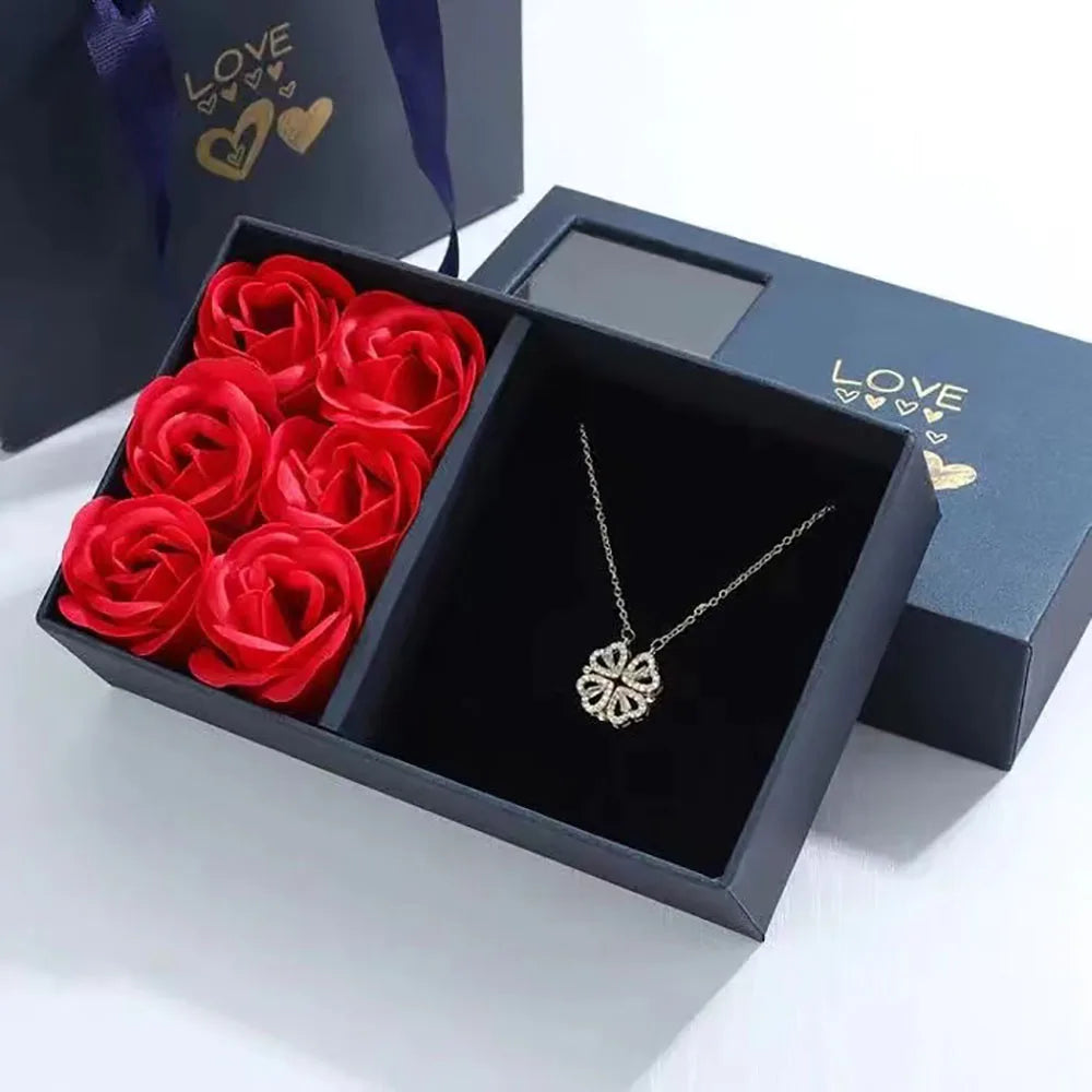 Four-leaf Clover Necklace With Rose Gift Box